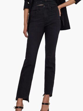 good american good classic slim straight jeans chewed hem